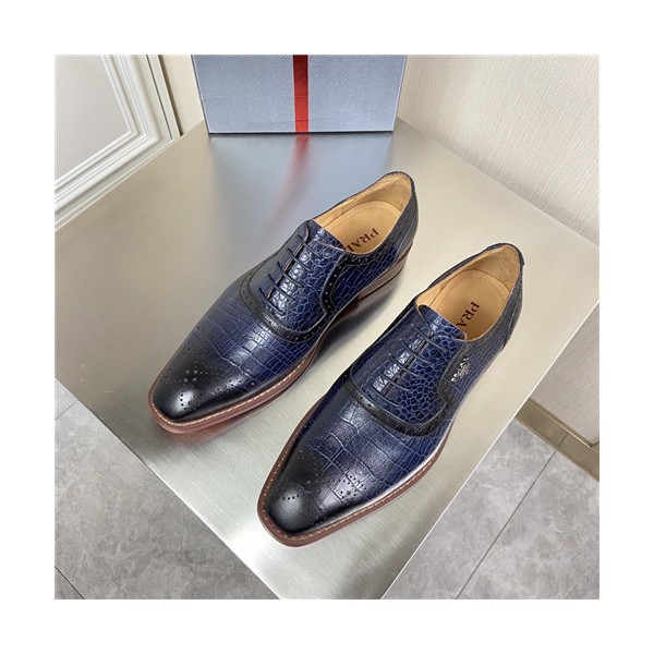Prada 2021 Men's Leather Oxford Shoes,PRAS0816 - 프라다 2021 남성용 레더 옥스퍼드 슈즈,Size(240-270),네이비