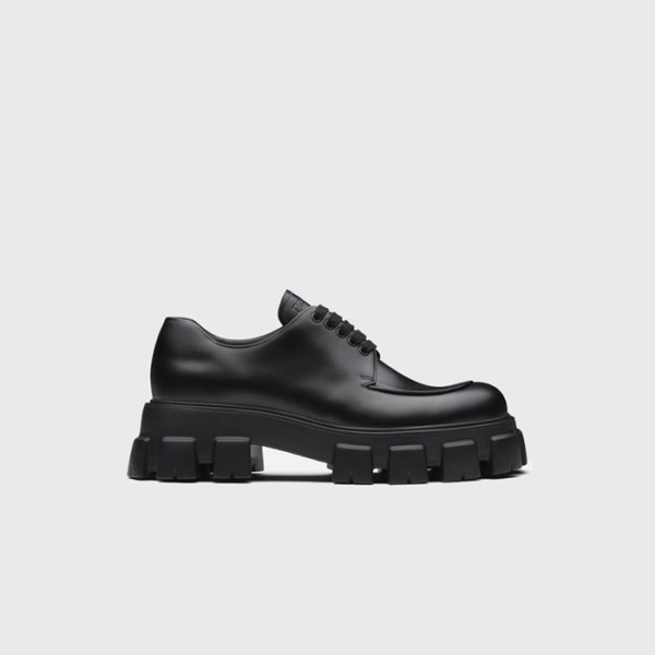 프라다 남성 모놀리스 브러시드 가죽 레이스업 슈즈 【매장-170만원대】 - Prada Mens Black Shoes - pr708x