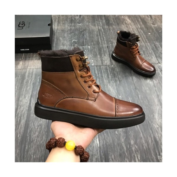 Ugg 2020 Men's Leather Wool Ankle Boots - 어그 2020 남성용 레더 울 앵글부츠,Size(240-275),UGGS0169,브라운