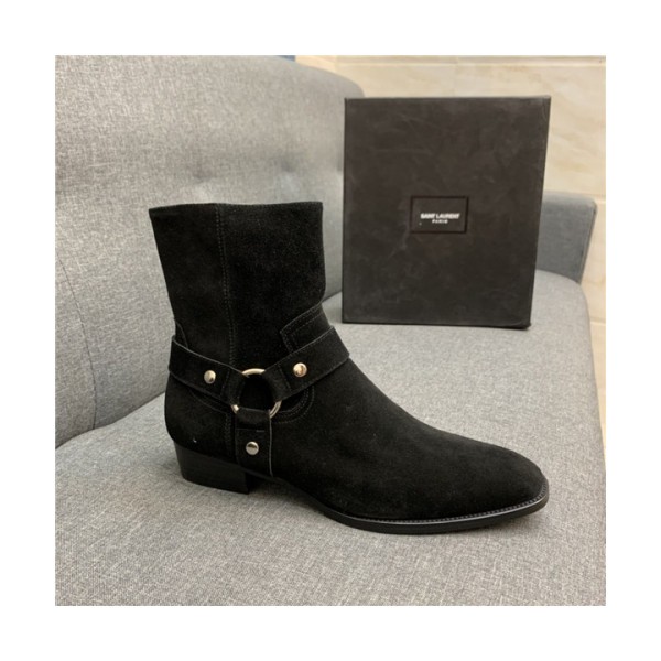 Saint Laurent 2020 Men's Leather Ankle Boots - 입생로랑 2020 남성용 레더 앵글부츠,Size(240-270),SLS0075,블랙