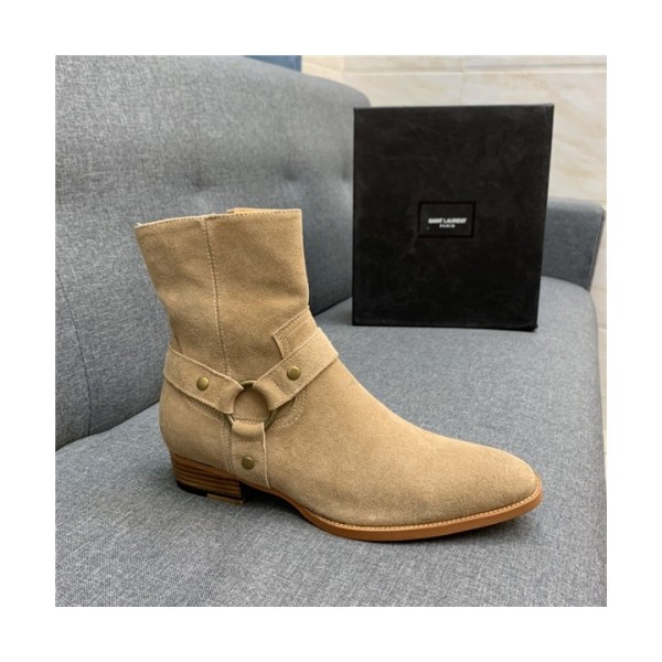 Saint Laurent 2020 Men's Leather Ankle Boots - 입생로랑 2020 남성용 레더 앵글부츠,Size(240-270),SLS0076,베이지