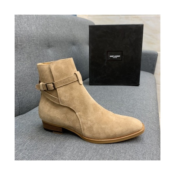 Saint Laurent 2020 Men's Leather Ankle Boots - 입생로랑 2020 남성용 레더 앵글부츠,Size(240-270),SLS0079,베이지