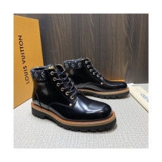 Louis Vuitton 2020 Men's Leather Ankle Boots - 루이비통 2020 남성용 레더 앵글부츠,Size(240-270),LOUS1524,블랙
