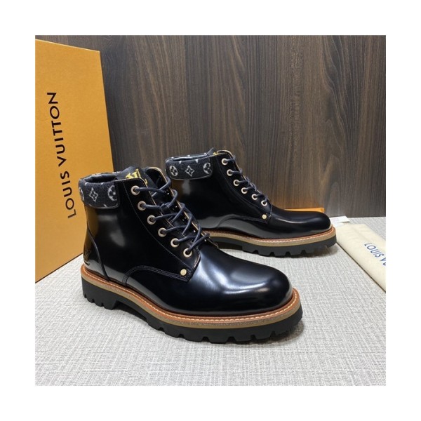 Louis Vuitton 2020 Men's Leather Ankle Boots - 루이비통 2020 남성용 레더 앵글부츠,Size(240-270),LOUS1524,블랙