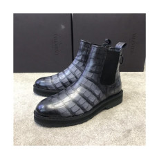 Valentino 2020 Men's Leather Ankle Boots - 발렌티노 2020 남성용 레더 앵글 부츠,Size(240-270),VTS0266,그레이