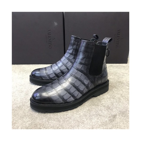 Valentino 2020 Men's Leather Ankle Boots - 발렌티노 2020 남성용 레더 앵글 부츠,Size(240-270),VTS0266,그레이