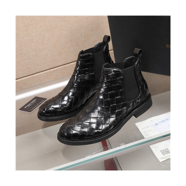 Bottega Veneta 2020 Men's Leather Ankle Boots - 보테가 베네타 2020 남성용 레더 앵글부츠,Size(240-270),BVS0202,블랙