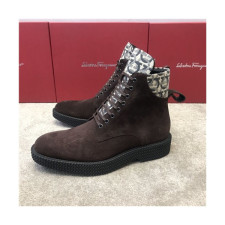Salvatore Ferragamo 2020 Men's Leather Ankle Boots - 페라가모 2020 남성용 레더 앵글부츠,Size(240-270),FGMS0498,브라운