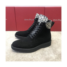 Salvatore Ferragamo 2020 Men's Leather Ankle Boots - 페라가모 2020 남성용 레더 앵글부츠,Size(240-270),FGMS0499,블랙