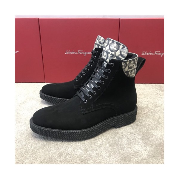 Salvatore Ferragamo 2020 Men's Leather Ankle Boots - 페라가모 2020 남성용 레더 앵글부츠,Size(240-270),FGMS0499,블랙