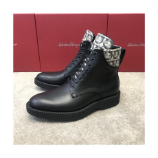 Salvatore Ferragamo 2020 Men's Leather Ankle Boots - 페라가모 2020 남성용 레더 앵글부츠,Size(240-270),FGMS0500,블랙