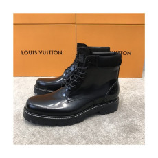 Louis Vuitton 2020 Men's Leather Ankle Boots - 루이비통 2020 남성용 레더 앵글부츠,Size(240-270),LOUS1611,블랙
