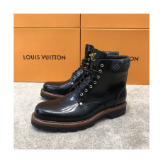 Louis Vuitton 2020 Men's Leather Ankle Boots - 루이비통 2020 남성용 레더 앵글부츠,Size(240-270),LOUS1612,블랙