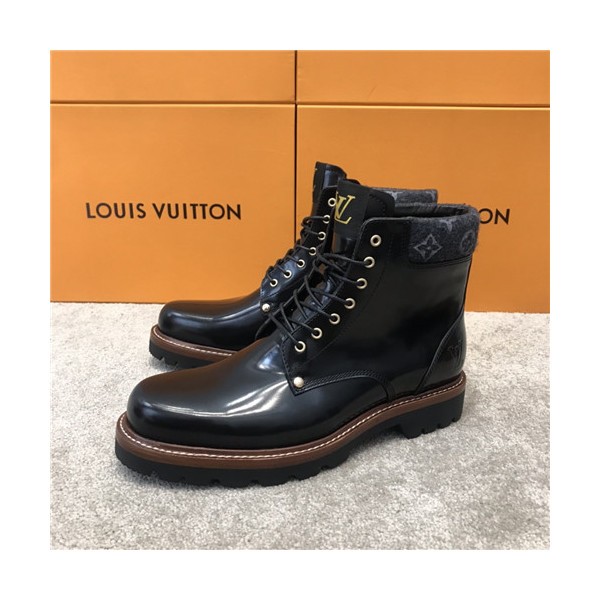 Louis Vuitton 2020 Men's Leather Ankle Boots - 루이비통 2020 남성용 레더 앵글부츠,Size(240-270),LOUS1612,블랙