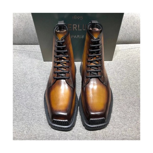 Berluti 2020 Men's Leather Ankle Boots - 벨루티 2020 남성용 레더 앵글부츠,Size(240-270),BERTS0186,카멜