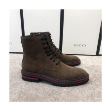 Gucci 2020 Men's Leather Ankle Boots - 구찌 2020 남성용 레더 앵글부츠,Size(240-270),GUCS1377,브라운