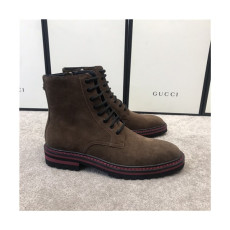 Gucci 2020 Men's Leather Ankle Boots - 구찌 2020 남성용 레더 앵글부츠,Size(240-270),GUCS1377,브라운