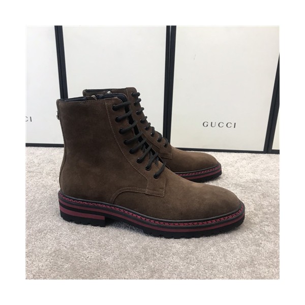 Gucci 2020 Men's Leather Ankle Boots - 구찌 2020 남성용 레더 앵글부츠,Size(240-270),GUCS1377,브라운