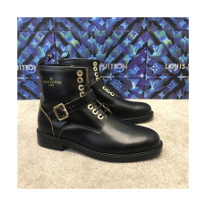 Louis Vuitton 2020 Men's Leather Ankle Boots - 루이비통 2020 남성용 레더 앵글부츠,Size(240-270),LOUS1633,블랙