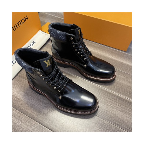 Louis Vuitton 2021 Men's Leather Ankle Boots - 루이비통 2021 남성용 레더 앵글부츠,Size(240-270),LOUS1752,블랙