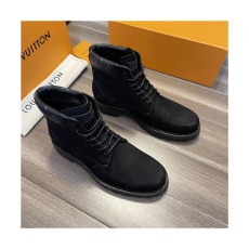 Louis Vuitton 2021 Men's Leather Ankle Boots - 루이비통 2021 남성용 레더 앵글부츠,Size(240-270),LOUS1753,블랙