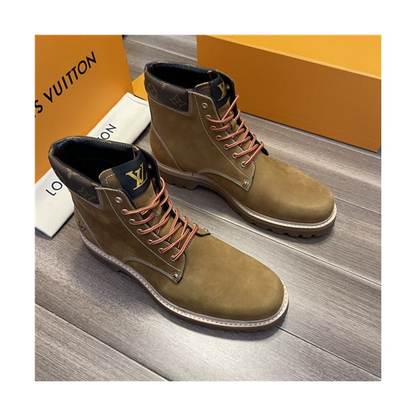 Louis Vuitton 2021 Men's Leather Ankle Boots - 루이비통 2021 남성용 레더 앵글부츠,Size(240-270),LOUS1754,카키