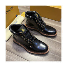Louis Vuitton 2021 Men's Leather Ankle Boots - 루이비통 2021 남성용 레더 앵글부츠,Size(240-270),LOUS1755,블랙