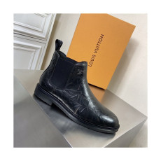 Louis Vuitton 2021 Men's Leather Ankle Boots - 루이비통 2021 남성용 레더 앵글부츠,Size(240-270),LOUS1772,블랙