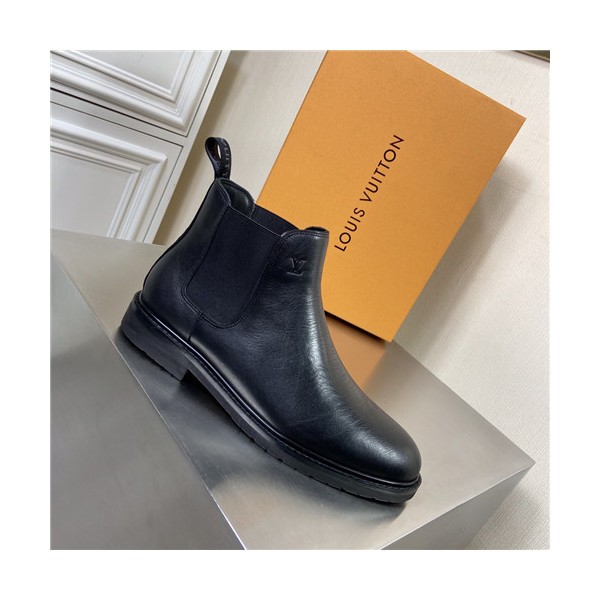Louis Vuitton 2021 Men's Leather Ankle Boots - 루이비통 2021 남성용 레더 앵글부츠,Size(240-270),LOUS1773,블랙