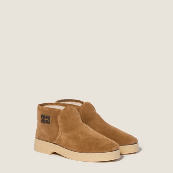 미우미우 여성 시어링 슬립온 부티 - Miumiu Womens Shearling Slip-On Booties - mis8948x