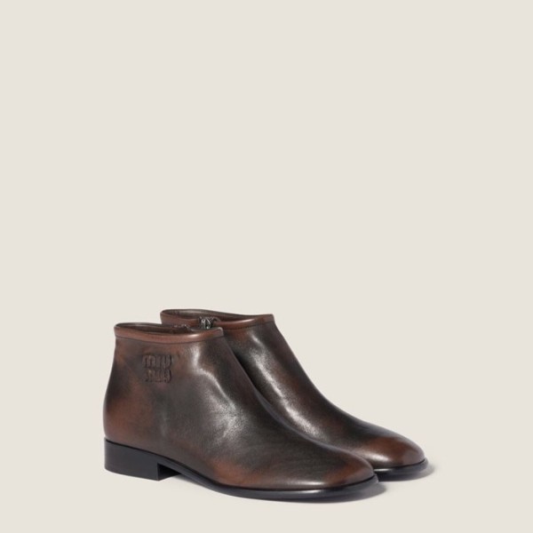 미우미우 여성 퓸 레더 부츠 - Miumiu Womens Fume Leather Booties - mis8950x