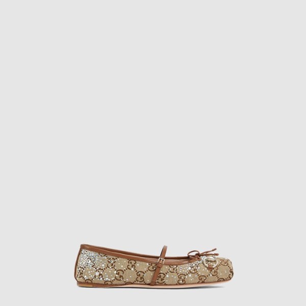 구찌 여성 GG 크리스털 구찌 홀스빗 플랫 슈즈 - Gucci Womens GG Crystal Gucci Horsebit Flat Shoes - gus8600x