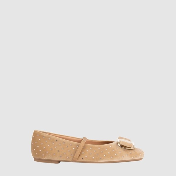 페라가모 여성 뉴 바라 플레이트 발레 플랫 - Ferragamo Womens New Vara Plate Ballet Flats - fes8894x