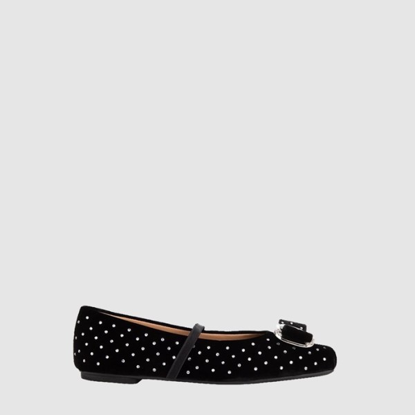 페라가모 여성 뉴 바라 플레이트 발레 플랫 - Ferragamo Womens New Vara Plate Ballet Flats - fes8895x