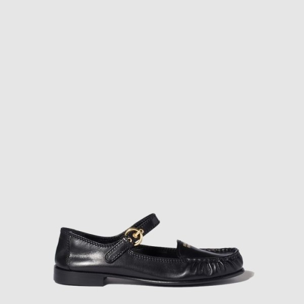 미우미우 여성 스트랩 가죽 로퍼 - Miu Miu Womens Strap Leather Loafers - mis14003x