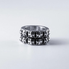 크롬하츠 피라미드 더블 피트 펑크 링  - Chrome Hearts Pyramid Double TFP Punk Ring - acc720x