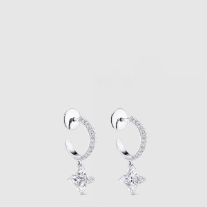 루이비통 여성 다이아몬드 파베 후프 모노그램 스타 컷 - Louis vuitton Womens Diamond Pavé Hoop Monogram Star Cut Earring - acc8732x