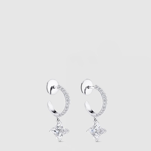 루이비통 여성 다이아몬드 파베 후프 모노그램 스타 컷 - Louis vuitton Womens Diamond Pavé Hoop Monogram Star Cut Earring - acc8732x