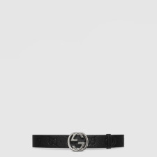 구찌 남성 인터로킹 G 버클 와이드 벨트 - Gucci Mens Interlocking G Buckle Wide Belt - bel588x