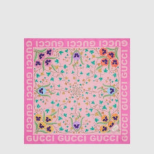 구찌 여성 GG 플라워 프린트 실크 스카프 - Gucci Womens Flower Print Silk Scarf - acc8285x