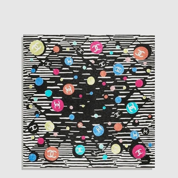 샤넬 여성 도트 CC 로고 실크 스퀘어 스카프 - Chanel Womens Dot CC Logo Silk Square Scarf - acc8357x
