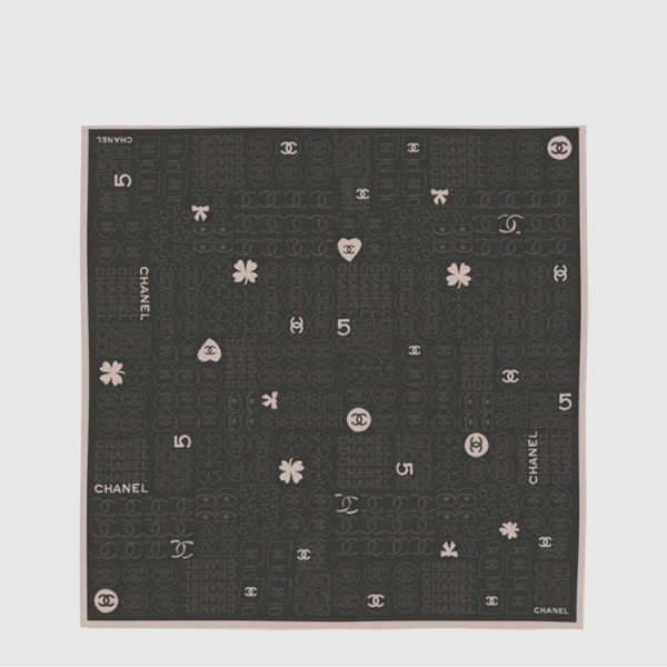 샤넬 여성 미니어처 심볼 자카드 스퀘어 스카프 - Chanel Womens Miniature Symbol Jacquard Square Scarf - acc8358x