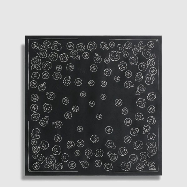 샤넬 여성 까멜리아 로고 프린트 스퀘어 스카프 - Chanel Womens Camellia Logo Print Square Scarf - acc8359x