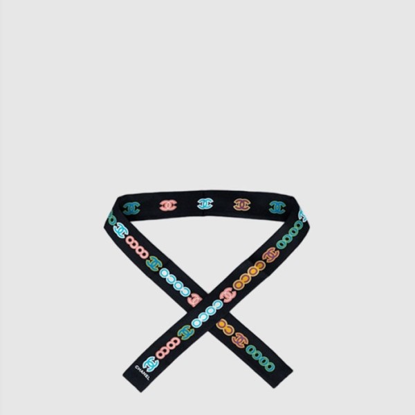 샤넬 여성 네온 로고 실크 트윌리 - Chanel Womens Neon Logo Silk Twilly - acc8363x