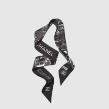 샤넬 여성 버드케이지 프린트 실크 트윌리 - Chanel Womens Birdcage Print Silk Twilly - acc8389x