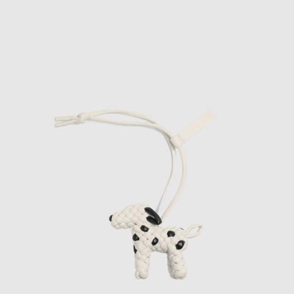 보테가 베네타 남/녀 인트레치오 키링 고양이 라임스톤 - Bottega veneta Unisex Intrecchio Keychain Cat Limestone Bag Charm - acc7454x
